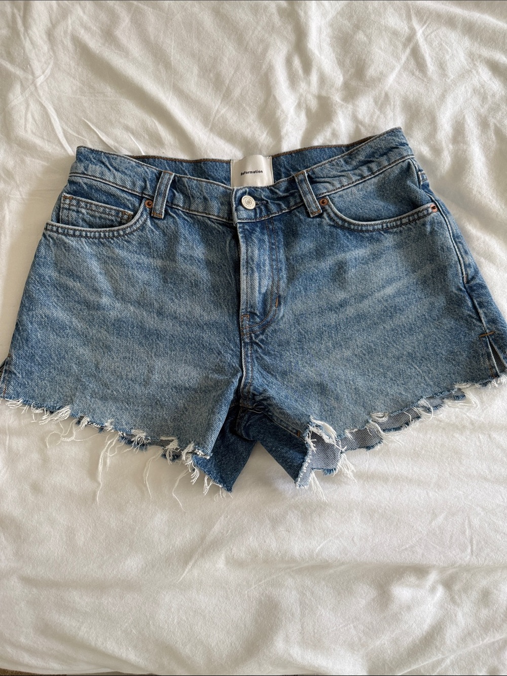 Reformation Sutton 2.5 inch Low Rise Slouchy Jean Shorts Denim